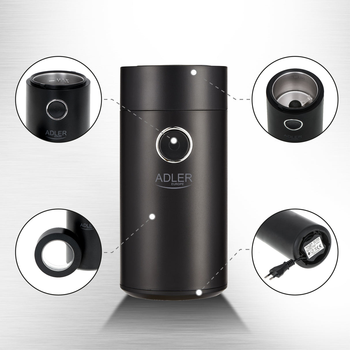 EAN 5903887800433 - Adler AD4446BS molinillo de café 150 W Negro imagen 9