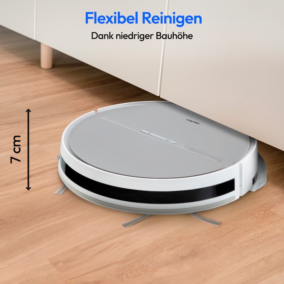 Medion Robot Aspirador Con Función Mopa Y Navegación Sistemática E35 Sw (Potencia De Aspiración 2000pa, Navegación Giroscópica En Líneas S Sistemáticas, 2 Cepillos Laterales Y Sensor De Pared) 50076258