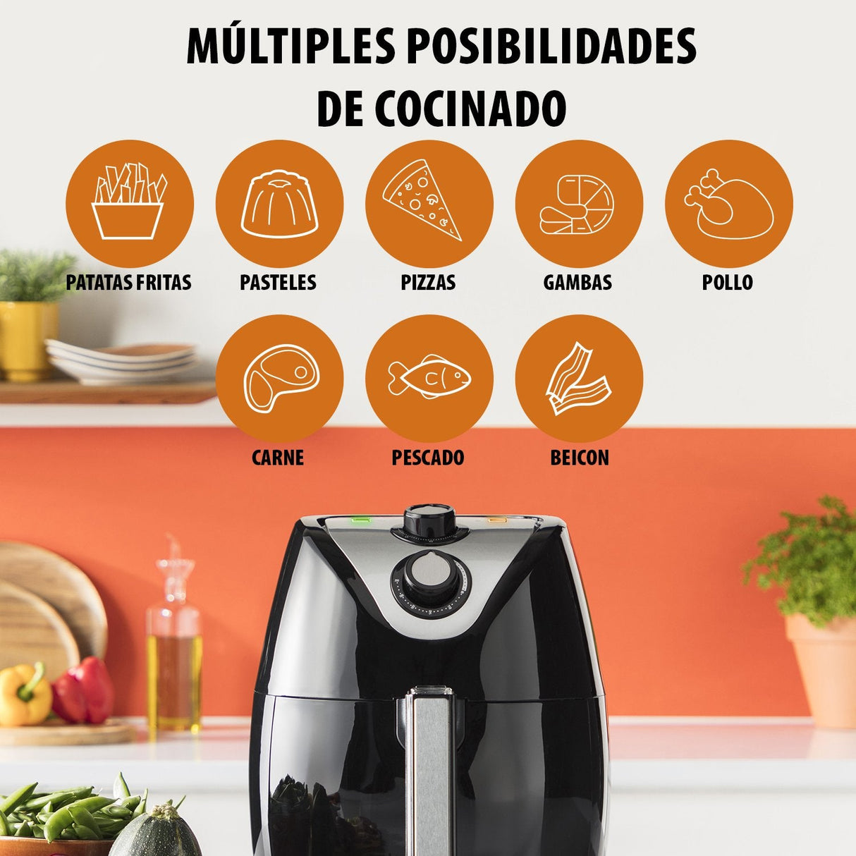 EAN 8713016075628 - Tristar FR-6994 freidora Sencillo 4,5 L Independiente 1500 W Freidora de aire caliente Negro, Plata imagen 26