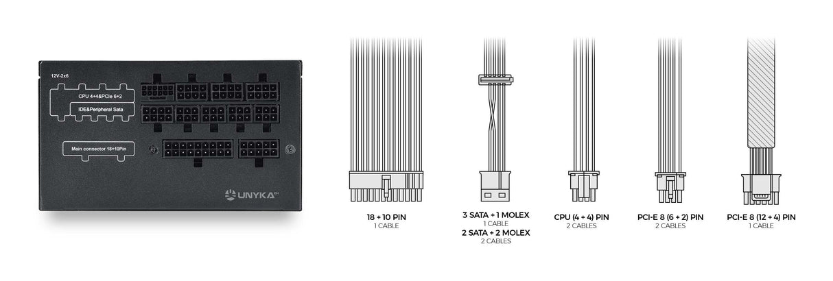 EAN 8436617921407 - UNYKAch UK213850 unidad de fuente de alimentación 18+10 pin ATX Negro imagen 5