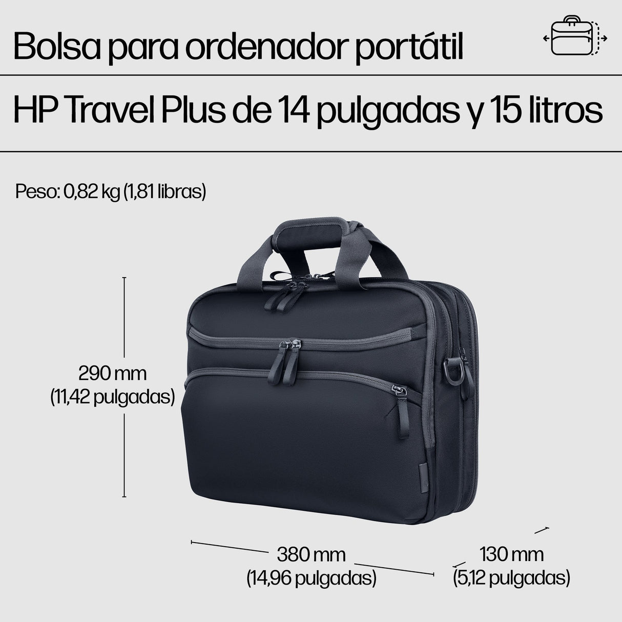 EAN 0198122966905 - HP Travel Plus 15 Liter 14 Laptop Bag 35,8 cm (14.1") Maletín Azul, Grafito imagen 3