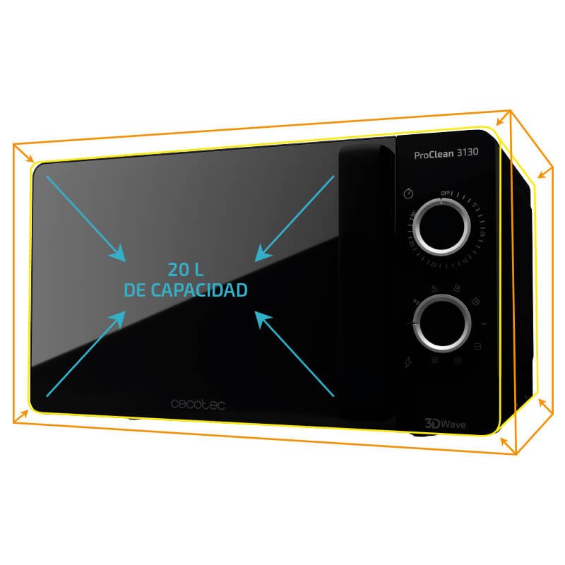 EAN 8435484015257 - Cecotec ProClean 3130 Negro Microondas con grill Sobre superficie 20 L 700 W imagen 8