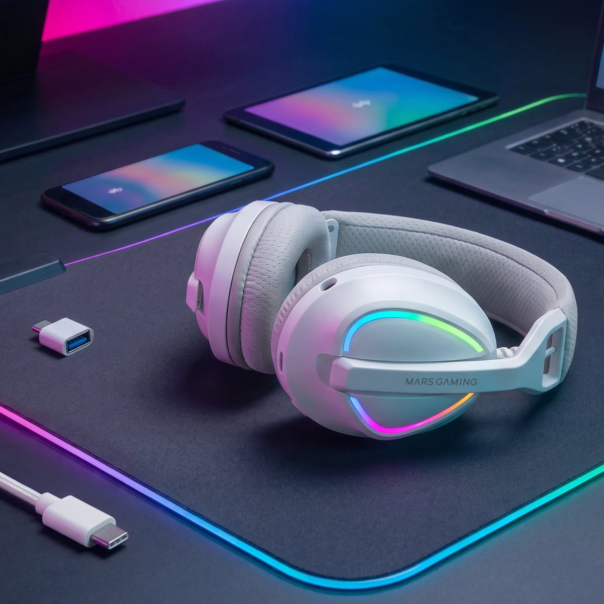 EAN 8435693114185 - Mars Gaming MHWQUASARW auricular y casco Auriculares Inalámbrico Diadema Juego USB Type-C / USB Type-A Bl imagen 7