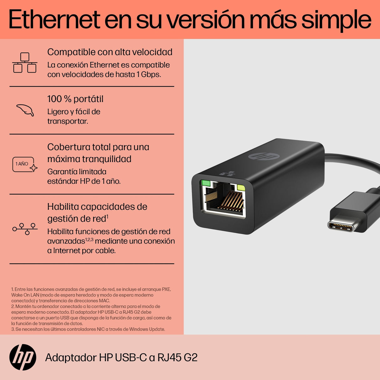 EAN 0196188550175 - HP USB-C to RJ45 Adapter G2 Alámbrico USB Tipo C Negro imagen 6