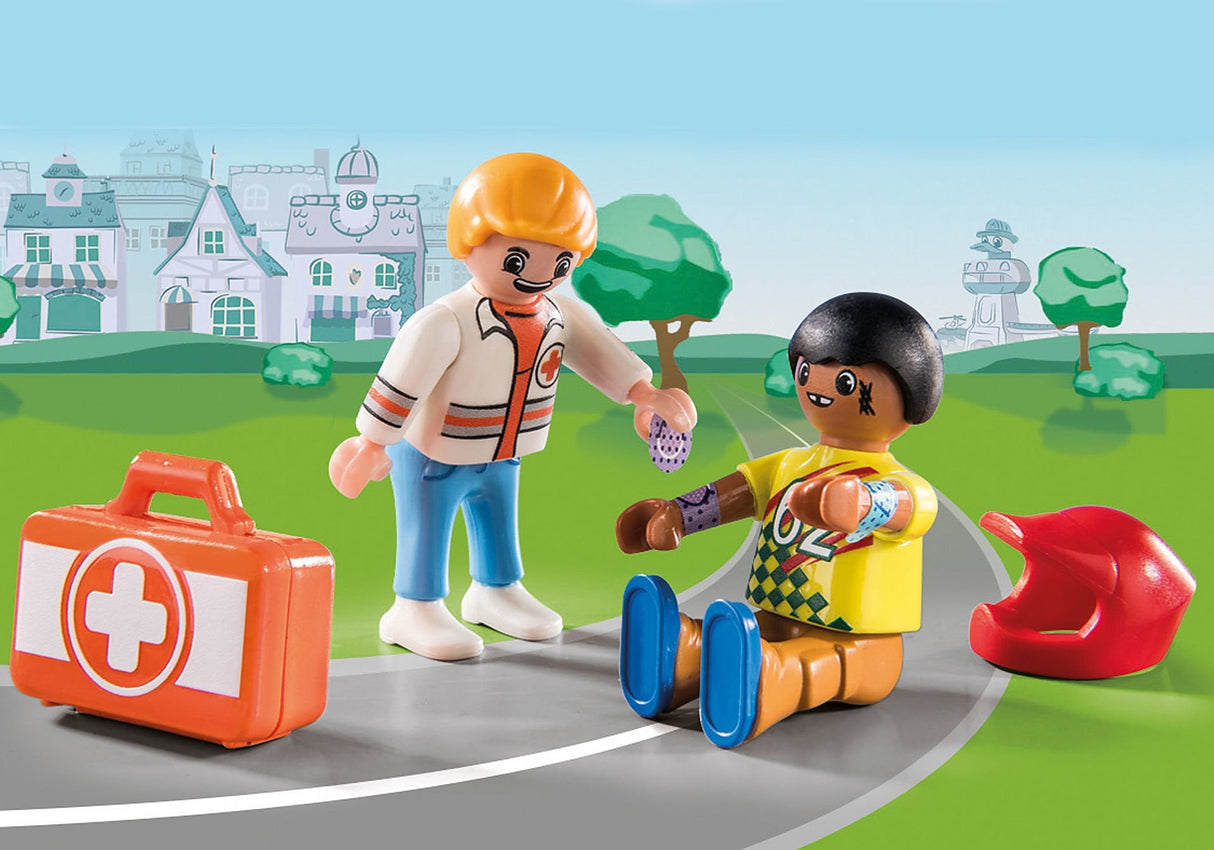 Playmobil 70919 Duck On Call Accion Ambulancia Ayuda Al Piloto De Carreras
