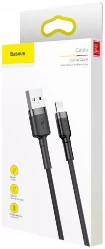 Baseus Cable Usb 2.0 Lightning 1.5a 2m (Gris Y Negro)