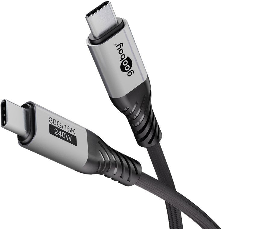 Cable De 1,50m Usb 4 G3x2 80gbps Pd240w Usb-C Macho A Usb-C Macho Negro Video 16k@60hz Datos Y Carga