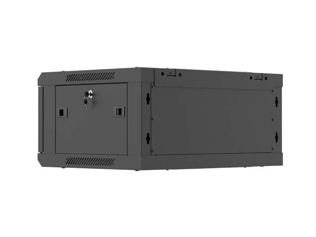 Lanberg Rack Cabinet 19in Wall-Mount 4u 600x450 Flat Pack With Metal Door Black