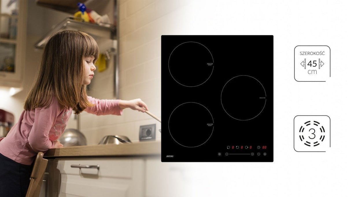EAN 5903151004161 - MPM 45-IM-07 Negro Integrado 45 cm Con placa de inducción 3 zona(s) imagen 2