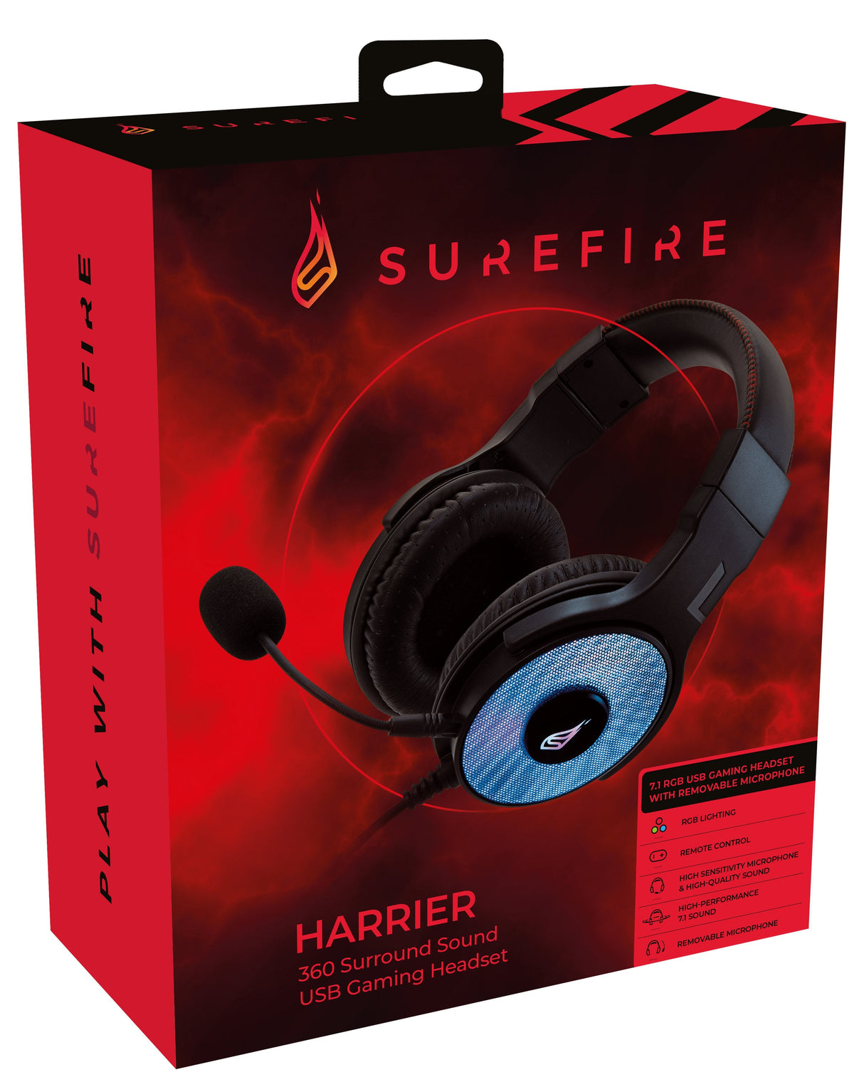 Auriculares Gaming Con Micrófono Surefire Harrier 360/ Usb/ Negros