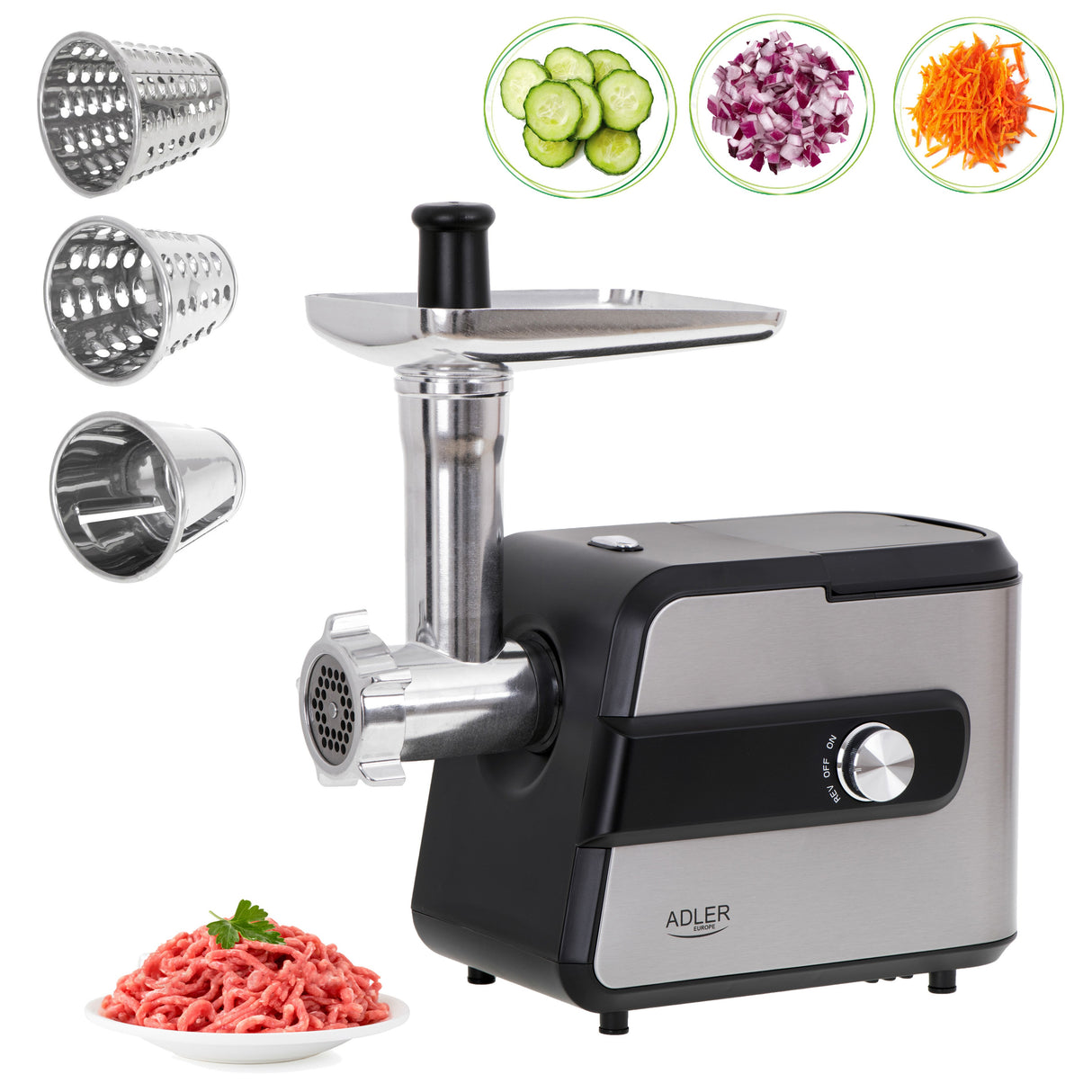 EAN 5903887803991 - Adler AD 4813 picadora 2000 W Negro, Plata imagen 15