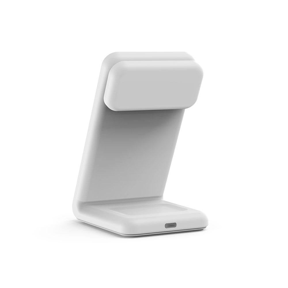 Crong Magspot Pivot Stand - Ladowarka Bezprzewodowa 3w1 Z Magsafe Do Iphone, Apple Watch I Airpods (Bialy)