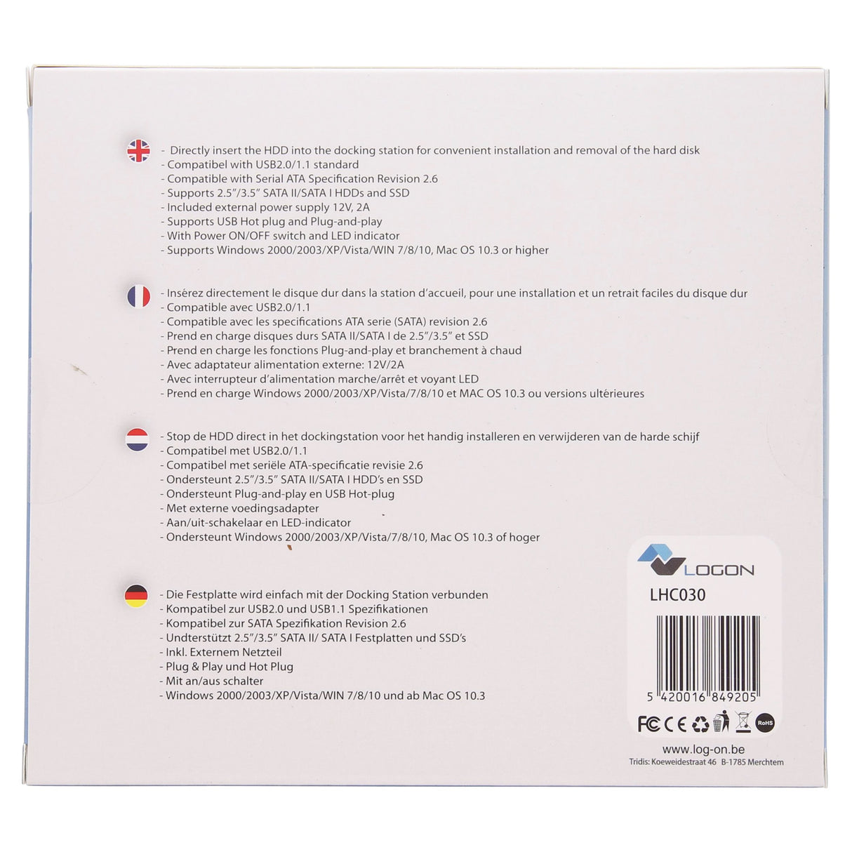 EAN 5420016849205 - LOGON LHC030 USB 2.0 Type-B Negro, Plata imagen 5