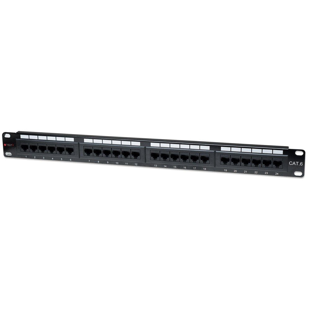 Techly 022892 Patch Panel Utp Cat6 1u 24 Puertos, Negro