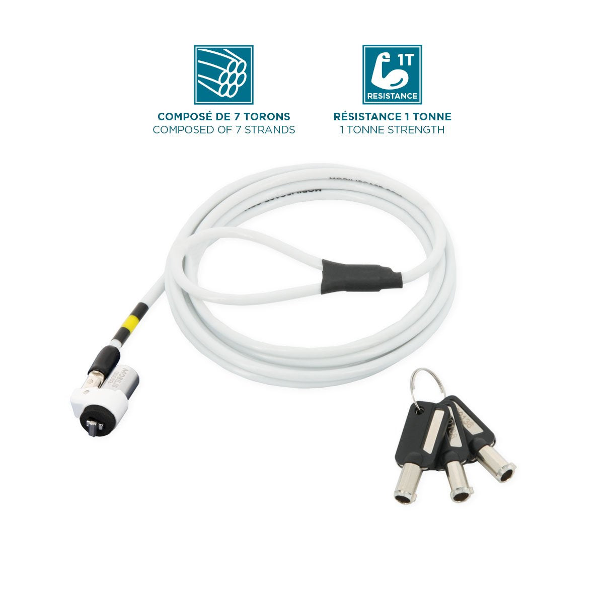 Mobilis 001325 Cable Antirrobo Blanco 1,8 M