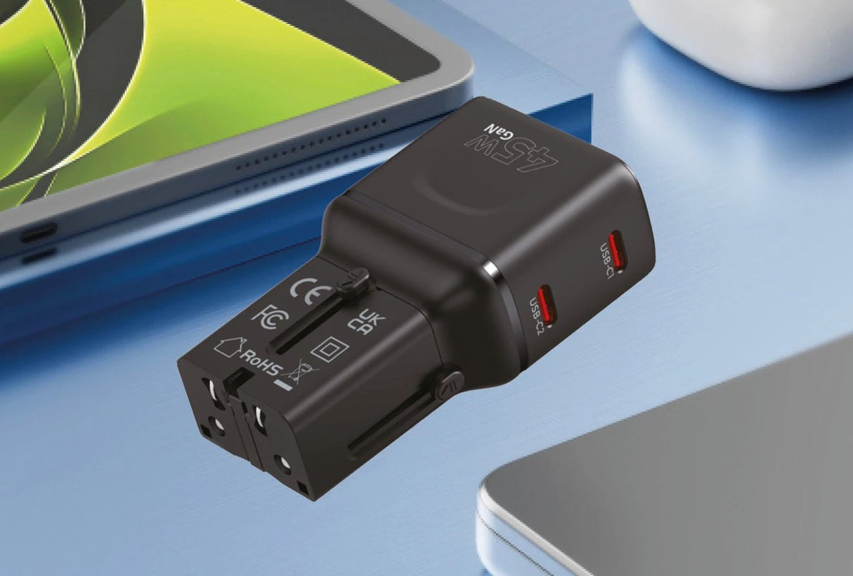 Mobile Origin 45w Travel Adapter Eu/Us/Uk/Au Pw26, Black