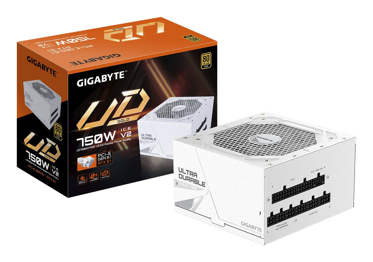 EAN 4719331556310 - GIGABYTE UD750GM PG5 V2 ICE unidad de fuente de alimentación 750 W 20+4 pin ATX Blanco imagen 1