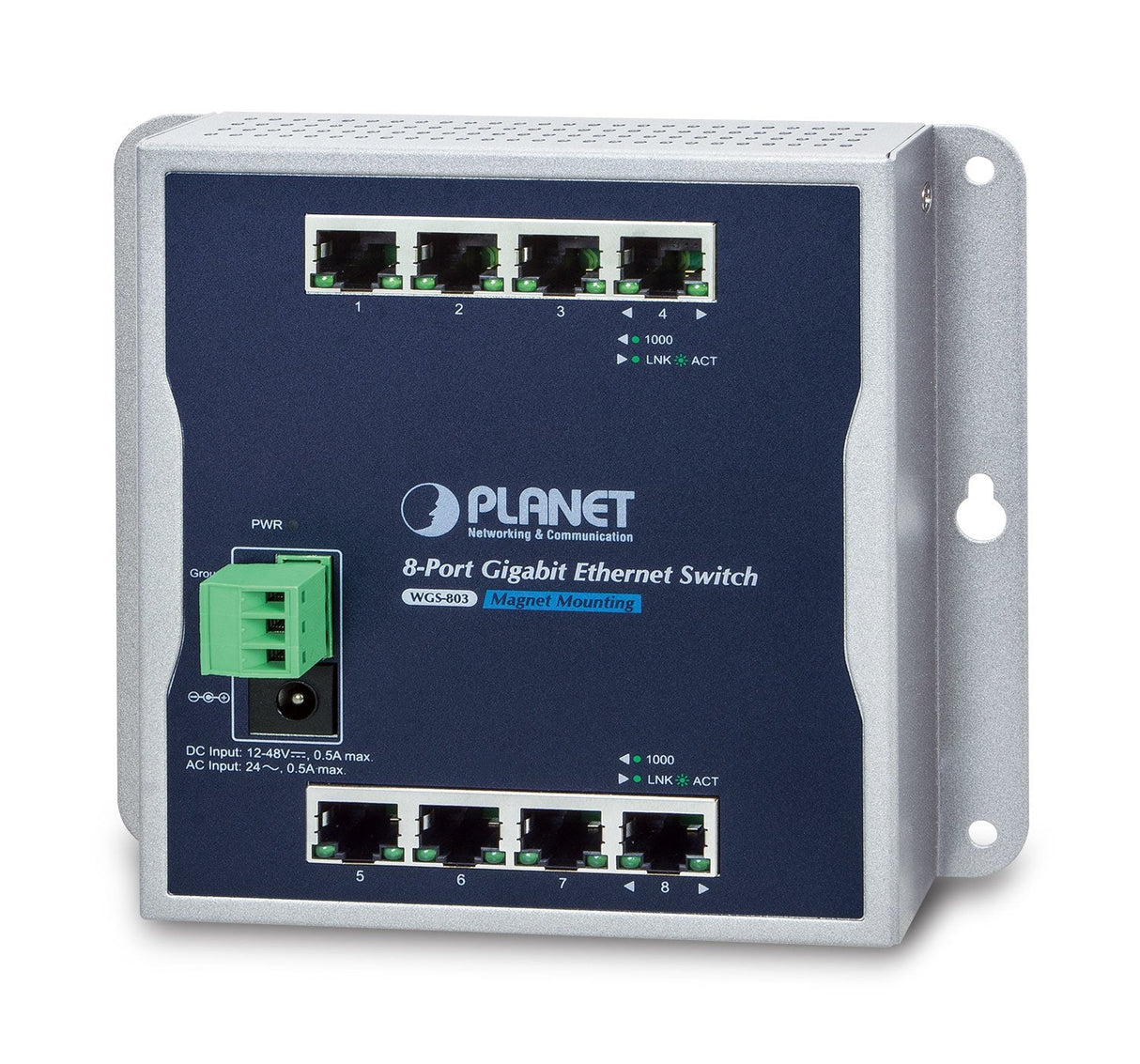 Indumrial 8-Port Gigabit Wall-Mount Switch -10 To 60 C