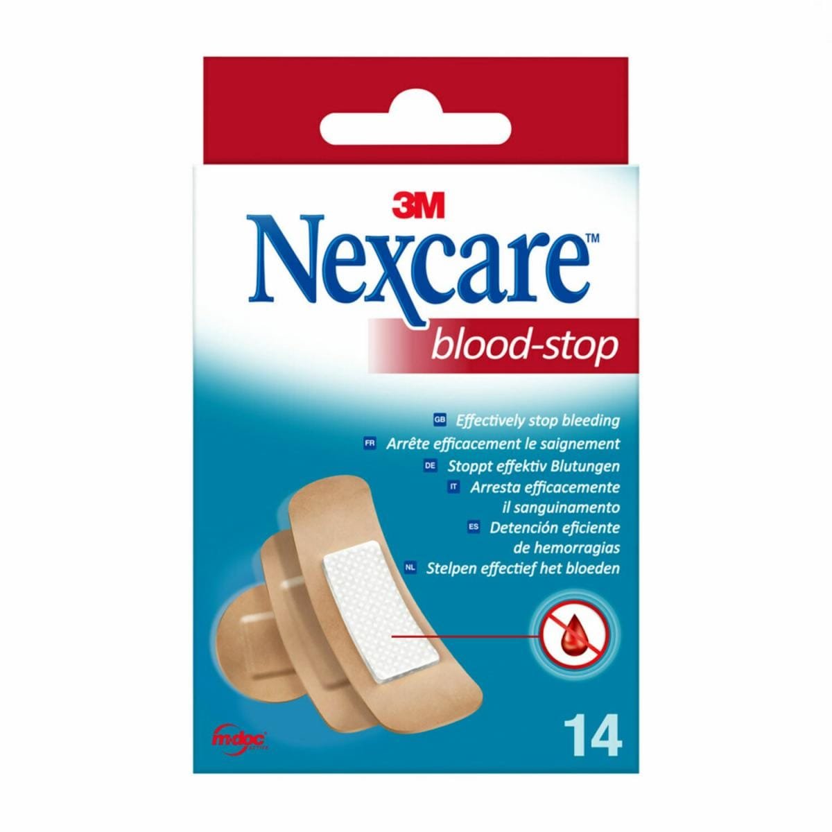 Nexcare Blood-Stop Pack De 14 Apositos Surtidos - Resistente Al Agua - Mayor Rapidez Deteniendo Hemorragias - Piel