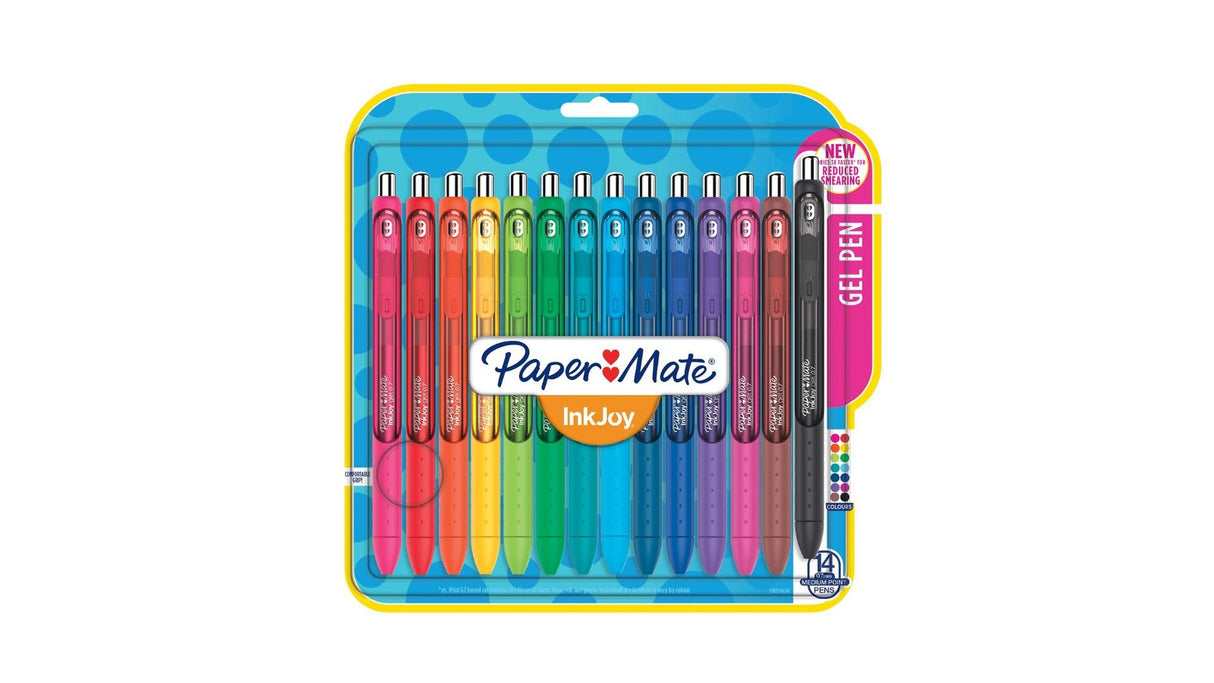 Bolígrafo De Gel Paper Mate Inkjoy Gel M Paquete De 14 Bw/Bl/Rt/Verde/Lima Blister