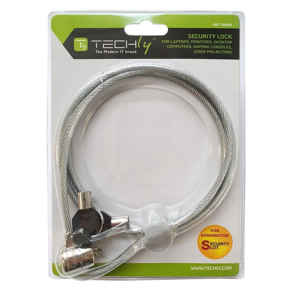 Techly 106060 Portátil Security Cable Lock With Key 1.4m Steel Silver