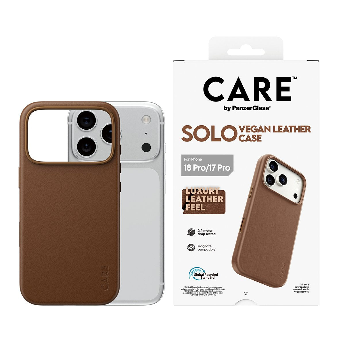 Panzerglass Care Solo Vegan Leather Case Brown W. Magsafe Iphone 18 Pro/ 17 Pro