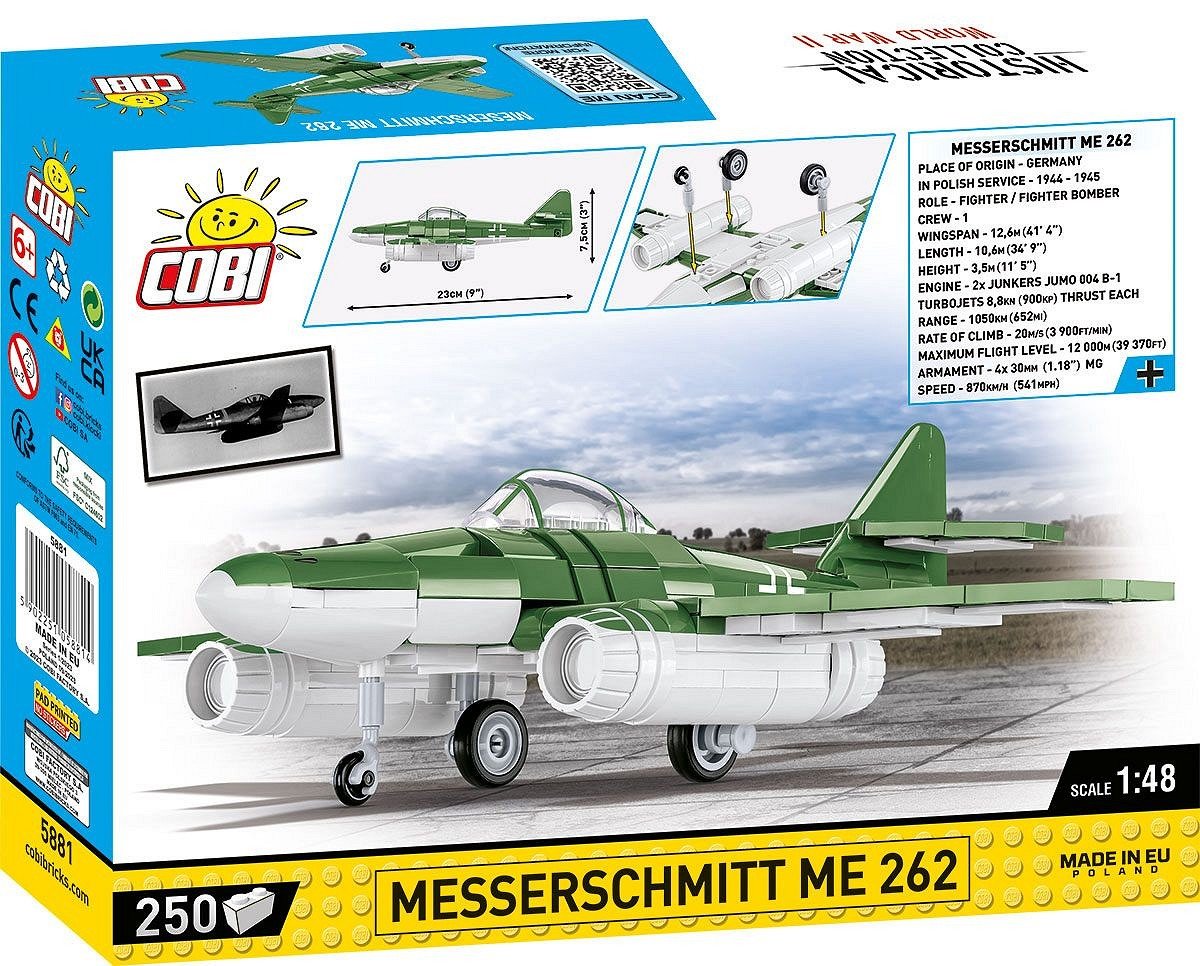 Cobi 5881 Historical Collection Wwii Samolot Mysliwski Messerschmitt Me 262 250 Klocków