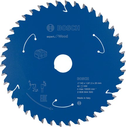 Hoja De Sierra Circular Bosch Expert Para Madera, Ø 140 Mm, 42 Dientes (Diámetro De 20 Mm, Para Sierras Circulares Inalámbricas) 42z 2608644500