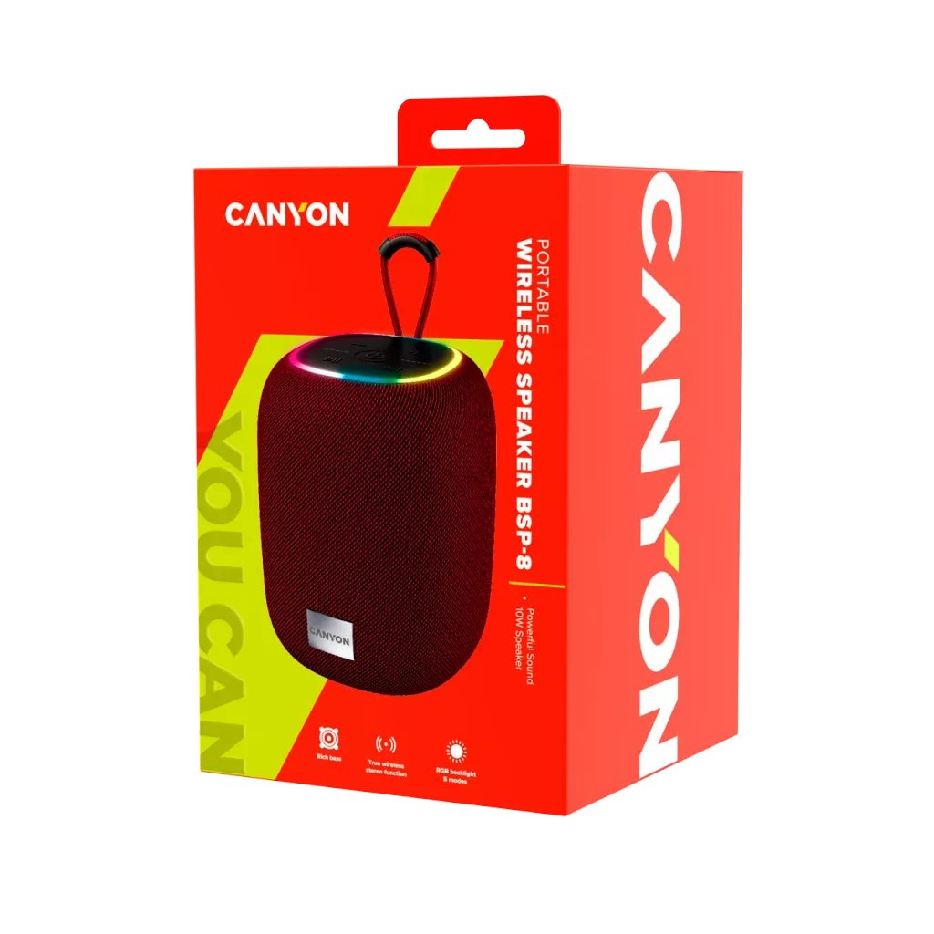 Canyon Bluetooth Speaker Bsp-8 Tf Reader Usb-C 10w Rojo Retail