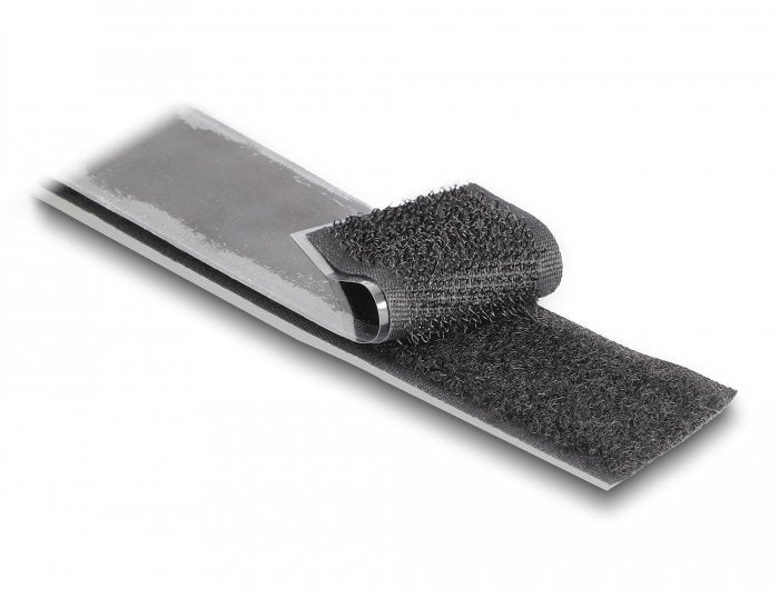 Delock 20859 Cinta De Gancho Y Bucle De Alta Resistencia Autoadhesiva La 25 M X An 25 Mm Negra