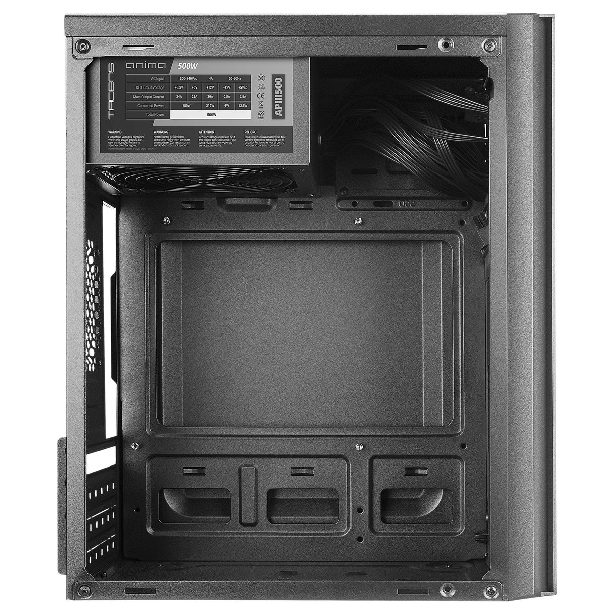 Caja Pc Anima Microatx Ac6500 Con Fuente 500w Negro