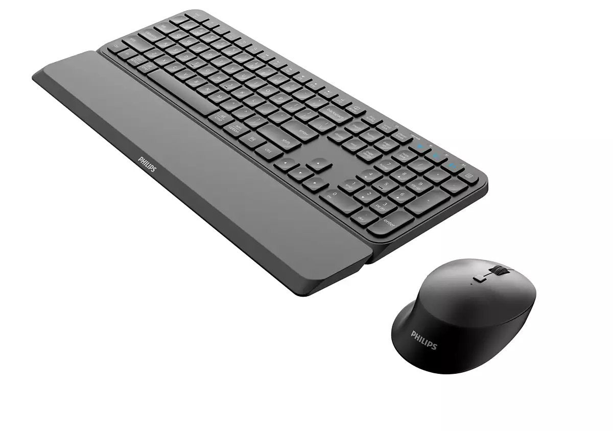 Teclado Inglés + Ratón Philips 6000 Series Spt6607b/00 Rf Wireless + Bluetooth Ee. Uu. Negro