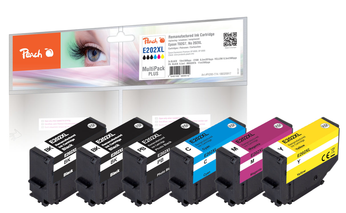 EAN 7640182389512 - Peach PI200-774 cartucho de tinta 6 pieza(s) Compatible Alto rendimiento (XL) Negro, Cian, Magenta, Foto imagen 1