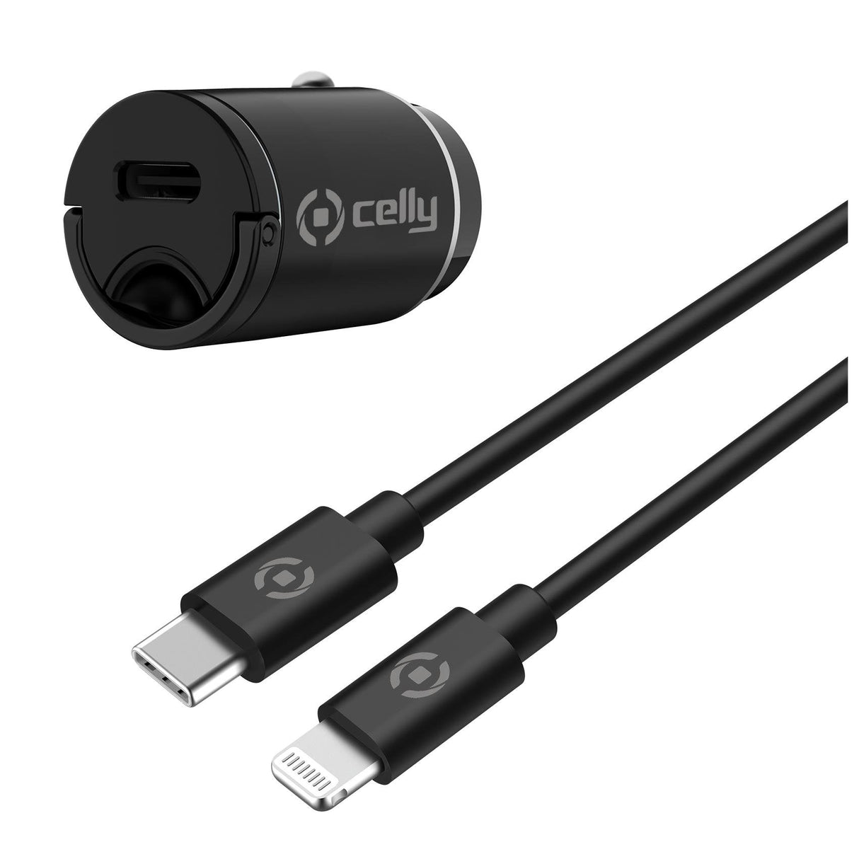 Celly Ccminilight Cargador Coche 20w Usbc&Cable Negro