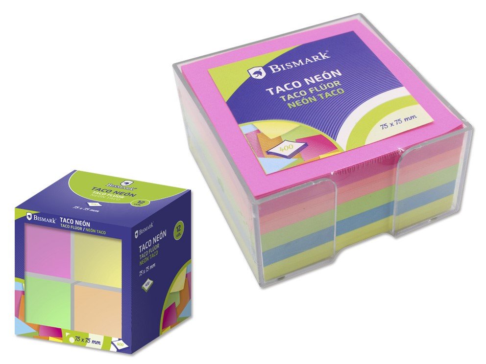 Bismark Taco De Notas Colores Neon 400 Hojas 75x75mm Caja