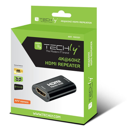EAN 8051128100501 - Techly IDATA HDMI2-RIP4KT extensor audio/video Repetidor de señales AV Negro imagen 2