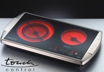 Rommelsbacher Ct 3403/Tc Hobs Negro, Acero Inoxidable Encimera Cerámico 2 Zona(S), Placa De Cocción Acero Fino/Negro, Negro, Acero Inoxidable, Encimera, Cerámico, Vidrio Y Cerámica, 2 Zona(S), 1200 W