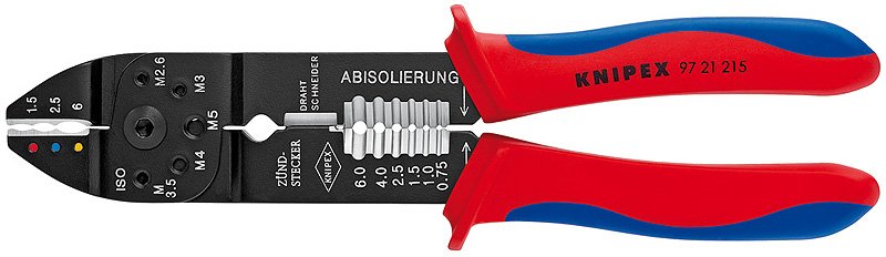 Alicates Para Engarzar Knipex 97 21 215 Rojo/Azul, Pelar, Engarzar 0,5 - 6,0 Mm² 9721215