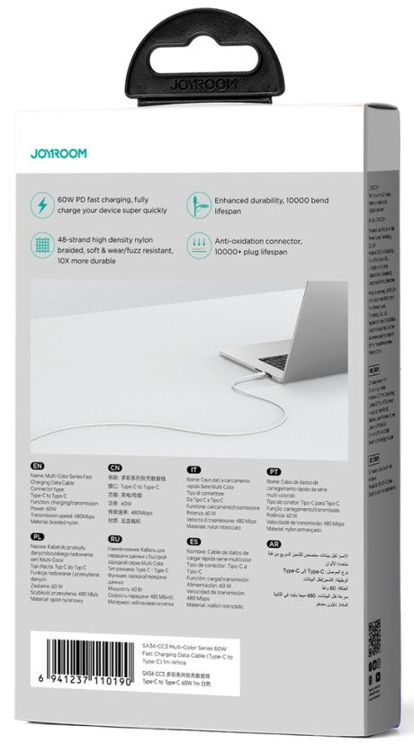 Joyroom Sa34-Cc3 1m 60w Usb Tipo C A Tipo C Blanco - Cable De Carga