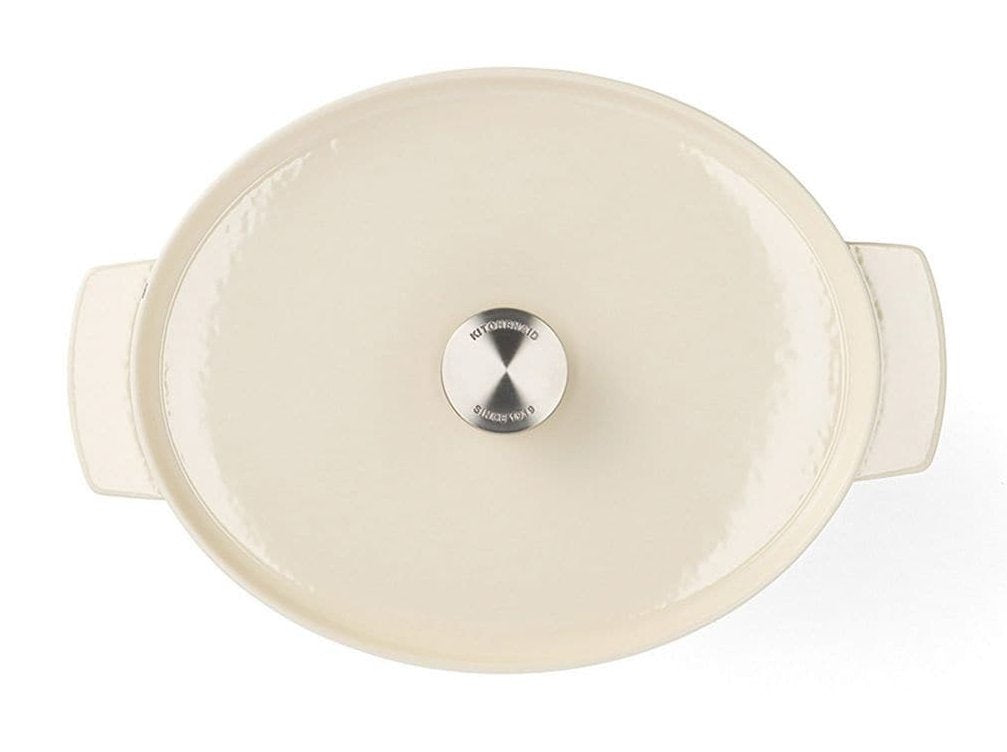 Kitchenaid Bräter Mit Deckel Gusseisen 30cm, Oval, Creme