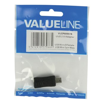 EAN 5412810179664 - Valueline VLCP60907B cambiador de género para cable Mini USB 5-pin Micro USB B Negro imagen 3