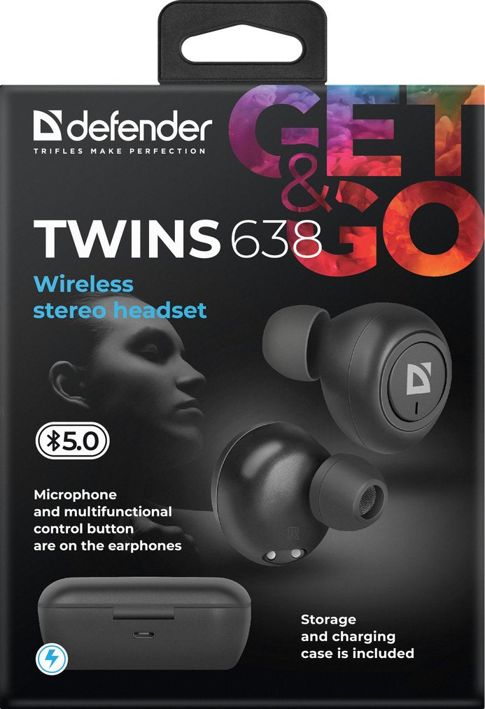 EAN 4714033636384 - Defender Twins 638 Auriculares Inalámbrico Dentro de oído Llamadas/Música Bluetooth Negro imagen 10