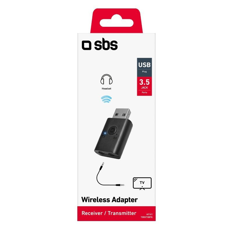 Sbs Wireless Receptor/Transmisor Transmitter Jack 3,5mm Black