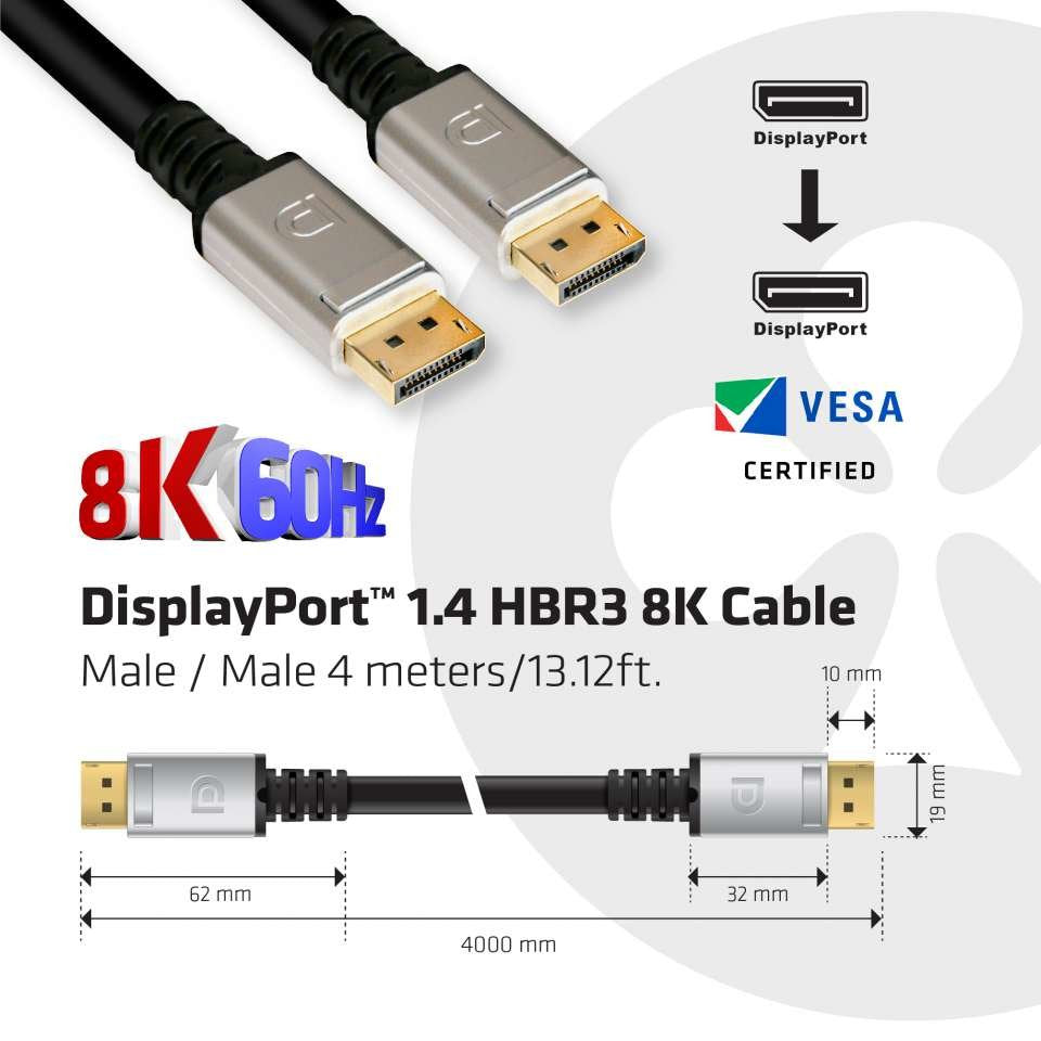 EAN 8719214471064 - CLUB3D CAC-1069 cable DisplayPort Negro, Plata imagen 3