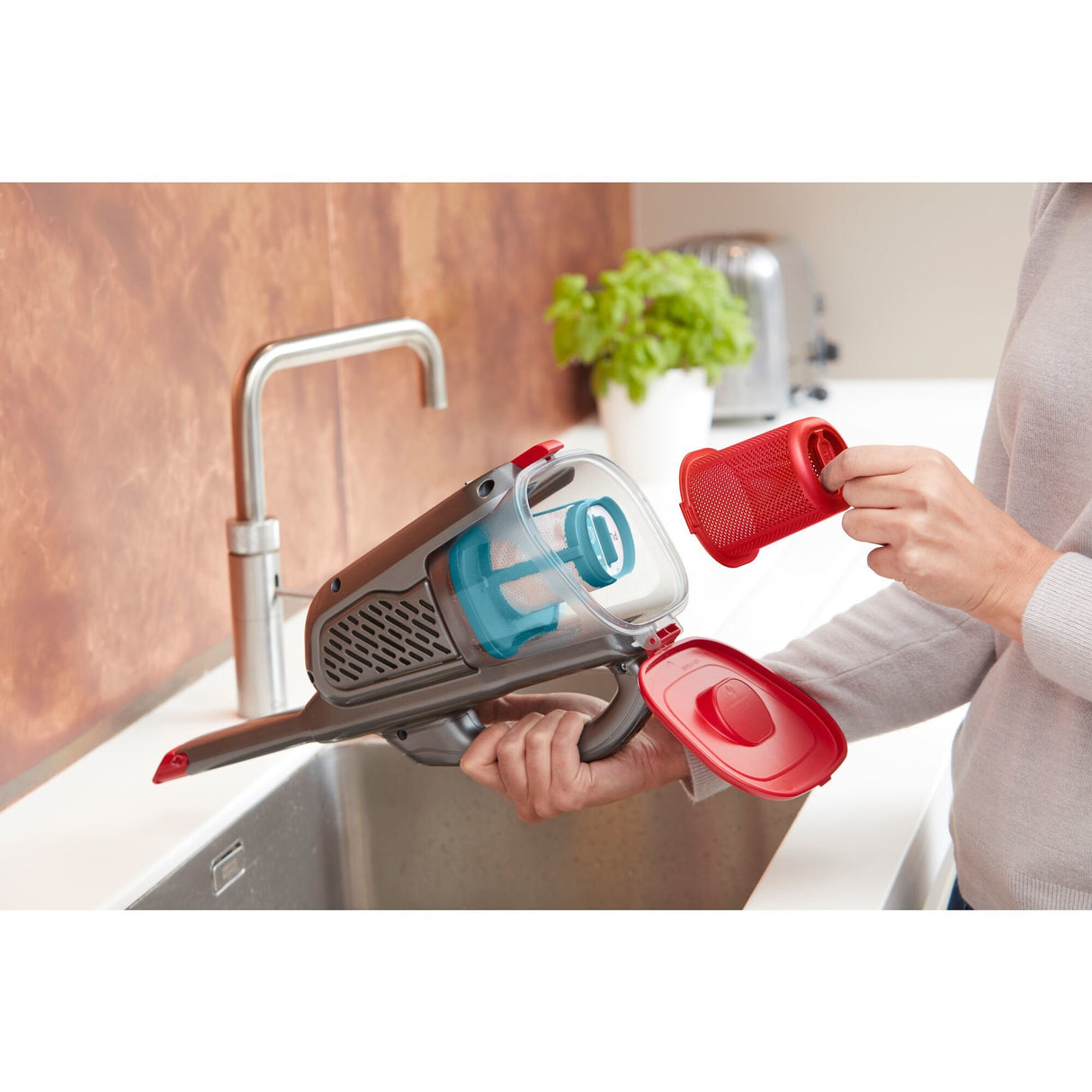EAN 5035048712641 - Black & Decker BHHV315J-QW aspiradora de mano Negro, Rojo Sin bolsa imagen 22