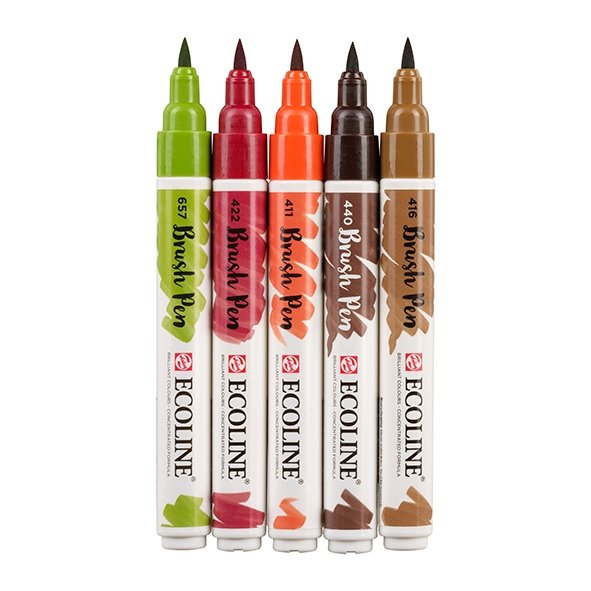 Talens Ecoline Rotuladores Brush Pen Punta Pincel Estuche De 5 Otoño