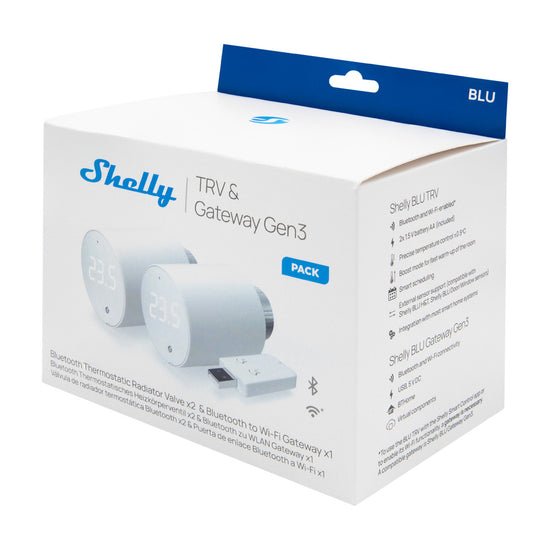 Shelly 2x Blu Trv +Blu Gateway Gen. 3, Control De Calefacción Blanco 3800235268322.0