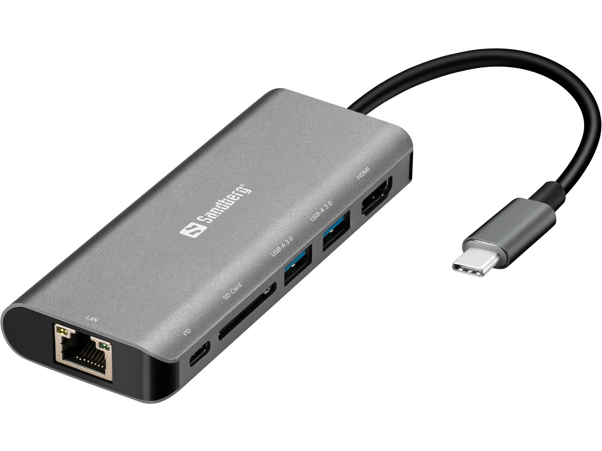 EAN 5705730136184 - Sandberg 136-18 base para portátil y replicador de puertos USB 3.2 Gen 1 (3.1 Gen 1) Type-C Gris imagen 1