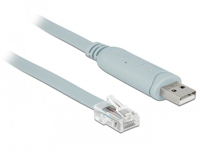 Delock Adaptador Cable Usb 2.0 St > Seriell 1 X Rs232 Rj45 St 0,5 M Gris