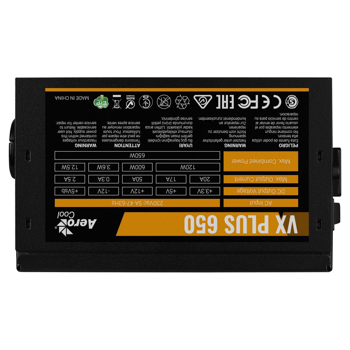 EAN 4718009156265 - Aerocool VX PLUS 650 unidad de fuente de alimentación 650 W 20+4 pin ATX ATX Negro imagen 3